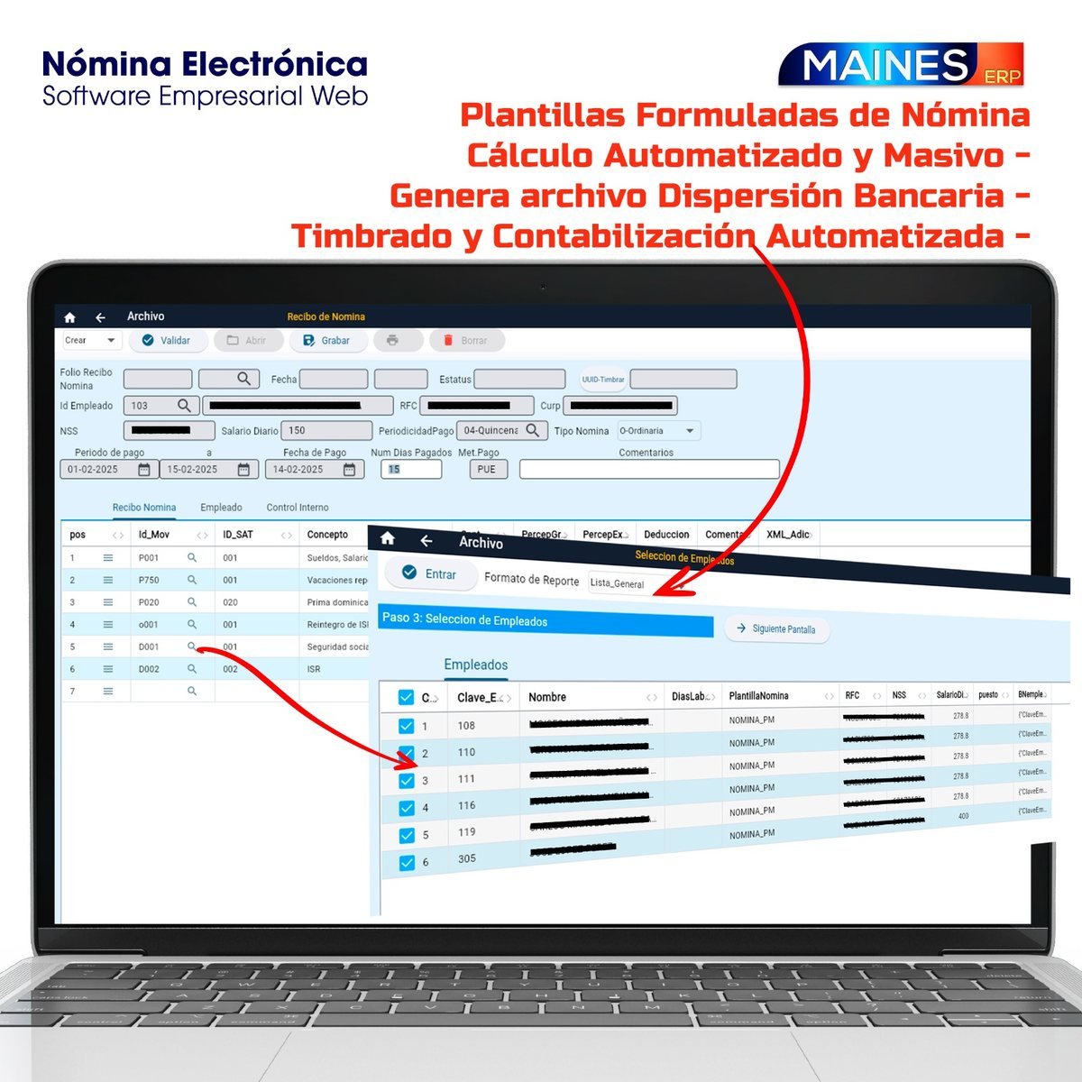 Plantillas y cálculo masivo de la nómina